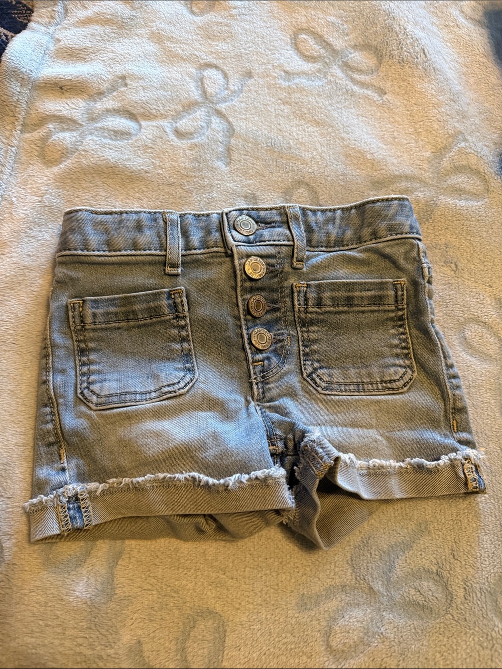 GAP Girls' Faded Blue Denim Button-Front Shorts